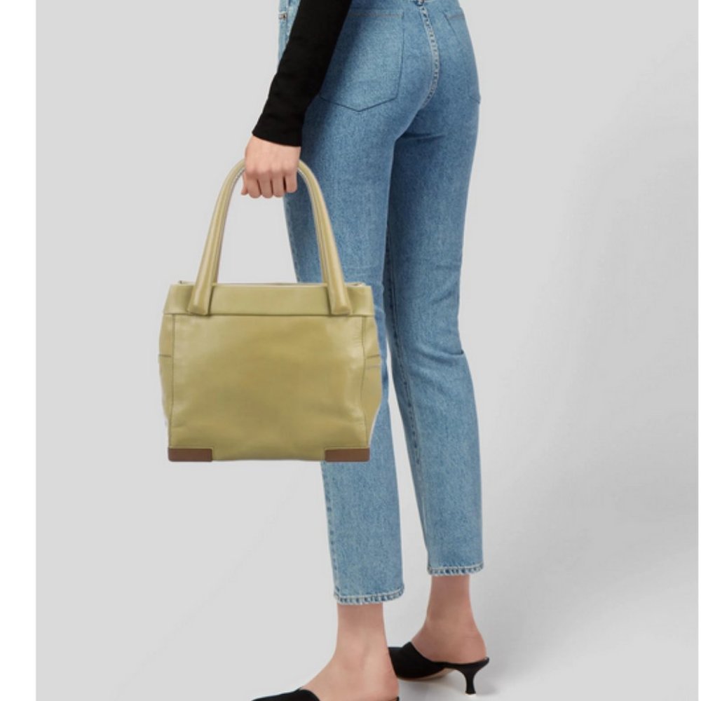 MaxMara  chartreuse  smooth leather handbag